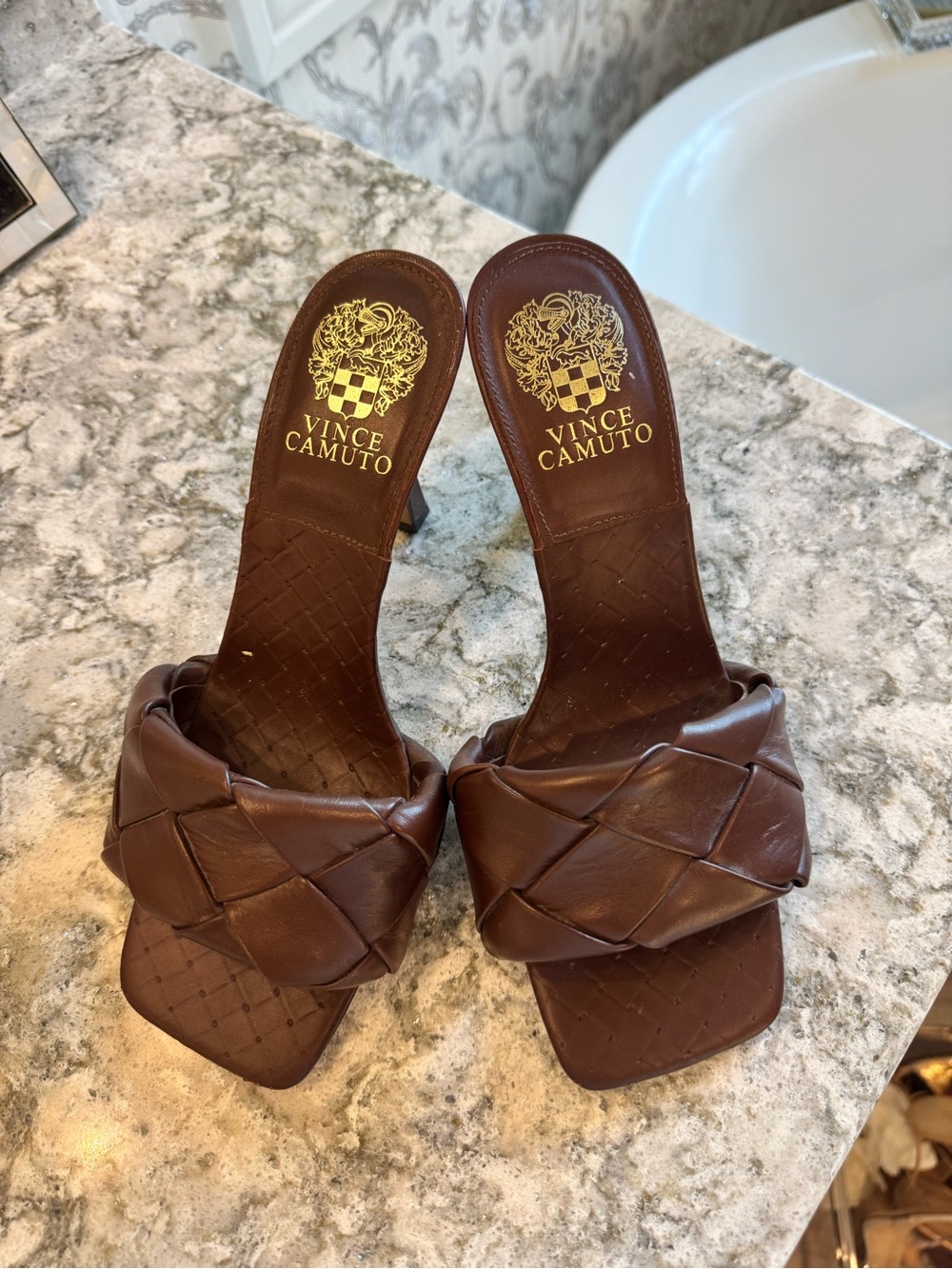 Vince Camuto Brown Brelanie Woven Mule - Size 7.5 (38)